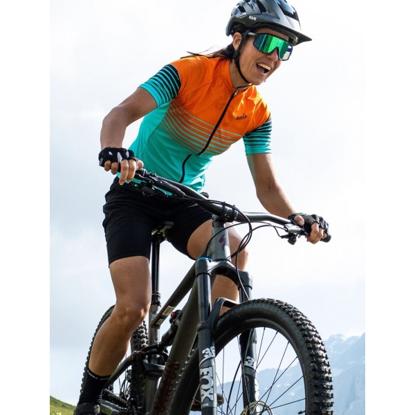 Cross Lady Radtrikot Damen kurzarm türkis/orange (E22-4180) Cross Lady Radtrikot Damen kurzarm türkis/orange (E22-4180)