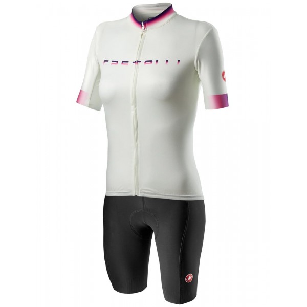Damen Radsport-Set (Radtrikot GRADIENT+Radhose VELOCISSIMA 2) weiß/schwarz