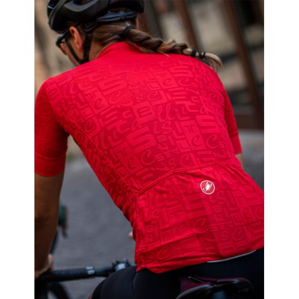 Promessa Jacquard Radtrikot Damen kurzarm rot