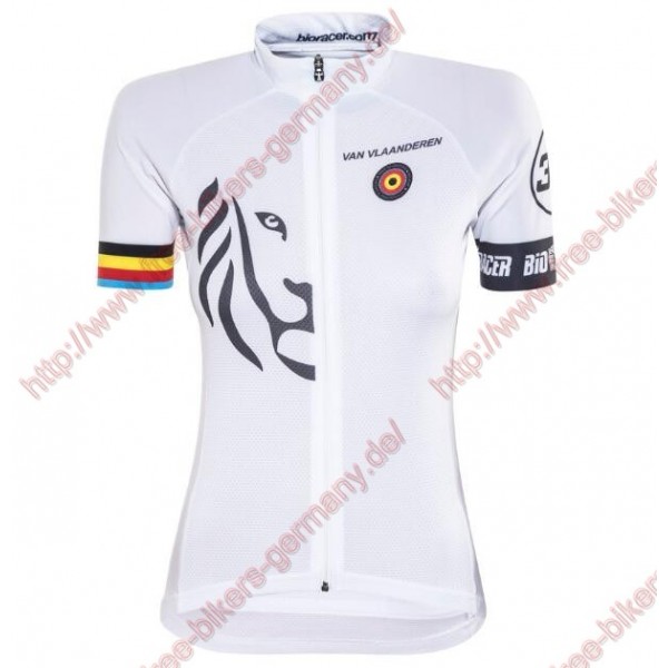 Radsport Bioracer Van Vlaanderen Damen Weiß schwarz 2018 Trikot Kurzarm Radtrikot Kaufen