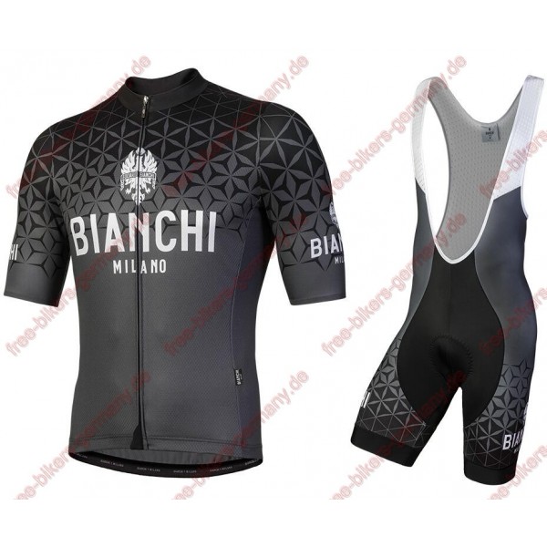 Profiteam 2018 Bianchi Milano schwarz Radbekleidung Satz Trikot Kurzarm+Trägerhosen Sets Radtrikot Kaufen
