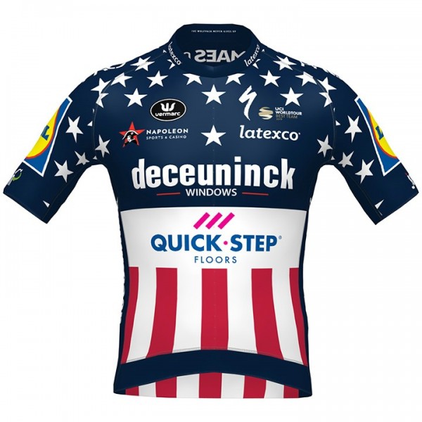 Fahrradbekleidung Radsport 2020 DECEUNINCK QUICK-STEP USA Zeitfahrmeister Trikot Kurzarm Outlet Radtrikot Kaufen