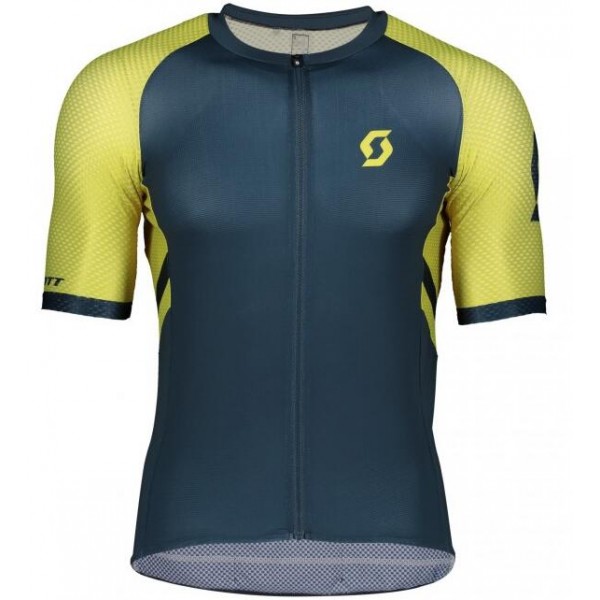 Fahrradbekleidung Radsport 2020 SCOTT RC Premium Climber Trikot Kurzarm Outlet gelb/blau Radtrikot Kaufen
