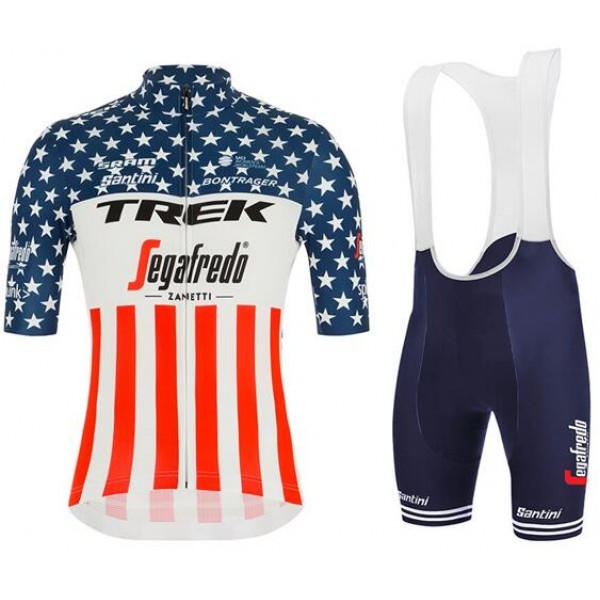 Fahrradbekleidung Radsport 2020 TREK-SEGAFREDO Amerikanischer Meister Radbekleidung Satz Trikot Kurzarm+Trägerhosen S Radtrikot Kaufen