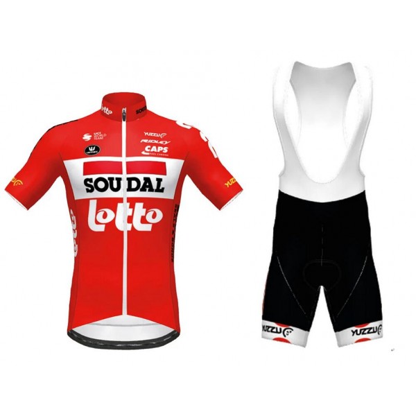Fahrradbekleidung Radsport 2020 Lotto Soudal TdF Radbekleidung Satz Trikot Kurzarm+Trägerhosen Set Outlet rot We Radtrikot Kaufen
