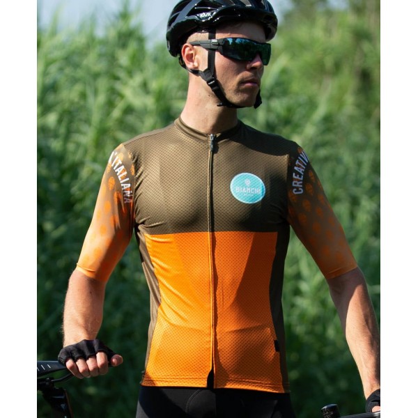 TIRANO Radtrikot kurzarm orange/olivgrün