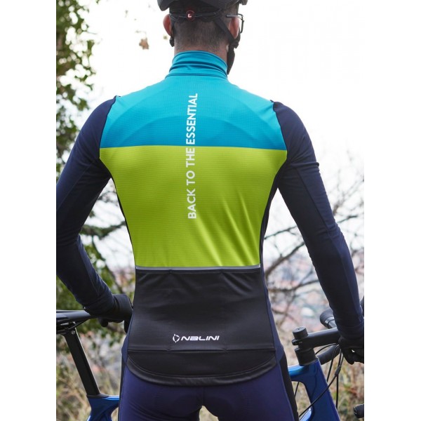 Asfalto Jkt Fahrrad Winterjacke dunkelblau/gelbgrün/türkis