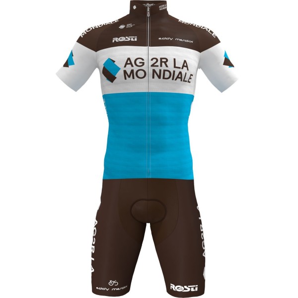 AG2R La Mondiale 2019 Radtrikot kurzarm (langer Reißverschluss)-Radsport-Profi-Team AG2R La Mondiale 2019 Radtrikot kurzarm (langer Reißverschluss)-Radsport-Profi-Team