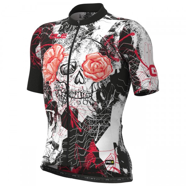 ALE SKULL Radtrikot kurzarm schwarz/weiß