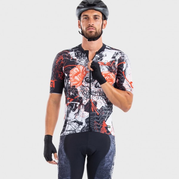 ALE SKULL Radtrikot kurzarm schwarz/weiß