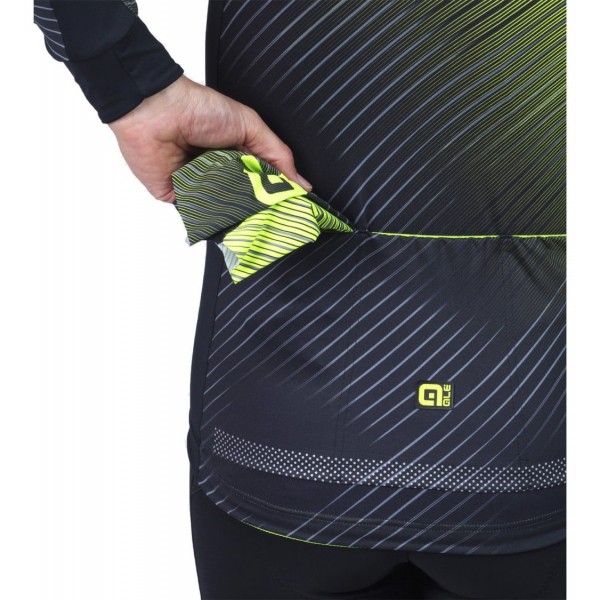 Übergröße ALE THORN Radtrikot langarm schwarz/neongelb