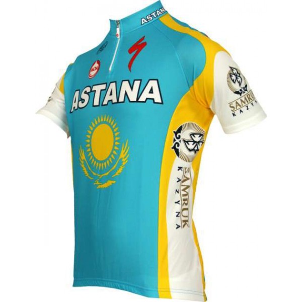 Astana 2010 Kurzarmtrikot mit kurzem Reißverschluss