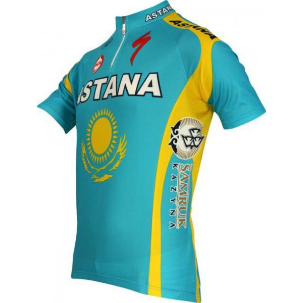 Astana kasachischer Meister 2010 Radsport-Profi-Team-Kurzarmtrikot mit kurzem Reißverschluss Astana kasachischer Meister 2010 Radsport-Profi-Team-Kurzarmtrikot mit kurzem Reißverschluss