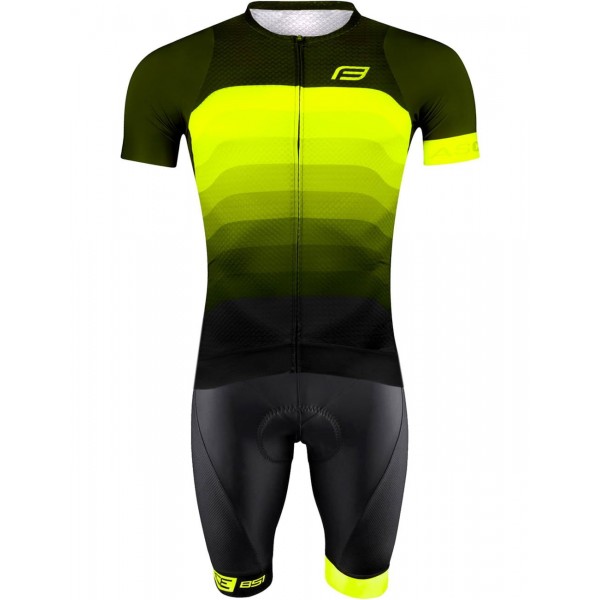 ASCENT Radsport-Set (Radtrikot langer RV+Trägerhose) grün/gelb/schwarz