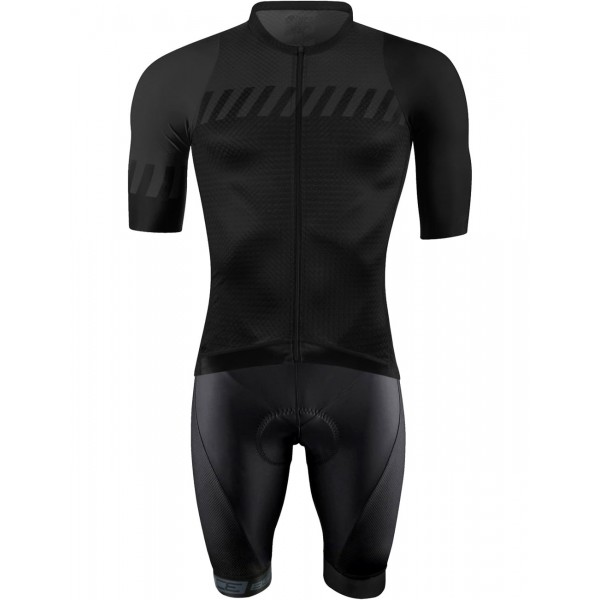 FASHION Radsport-Set (Radtrikot langer RV+Trägerhose) schwarz