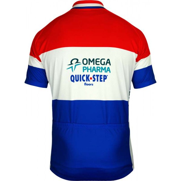 OMEGA PHARMA-QUICKSTEP Holländischer Meister 2013 Radsport-Profi-Team-Kurzarmtrikot mit kurzem Reißverschluss