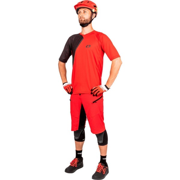 PIN IT Radtrikot kurzarm MTB/Freeride rot/schwarz