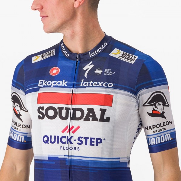 Soudal Quick-Step 2023 Set (Competizione Radtrikot+Competizione Trägerhose)-Radsport-Profi-Team