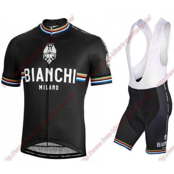 Profiteams BIANCHI MILANO New Pride black Radbekleidung Satz Trikot Kurzarm+Trägerhosen Se Radtrikot Kaufen
