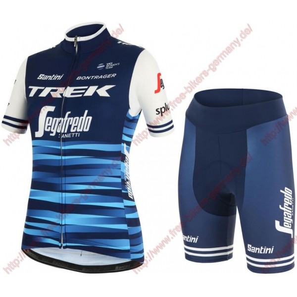 Profiteams Trek Segafredo 2019 Damen blau Fietskleding Set Trikot Kurzarm Outlet+Korte fiet Radtrikot Kaufen