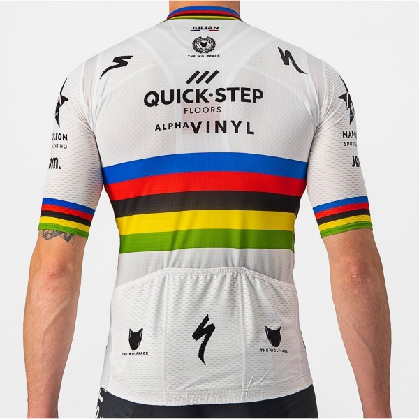 Quick Step-Alpha Vinyl Straßenrad Weltmeister Regenbogentrikot 2022 Competizione Radtrikot kurzarm-Radsport-Profi-Team Radtrikot Kaufen Quick Step-Alpha Vinyl Straßenrad Weltmeister Regenbogentrikot 2022 Competizione Radtrikot kurzarm-Radsport-Profi-Team Radtrikot Kaufen