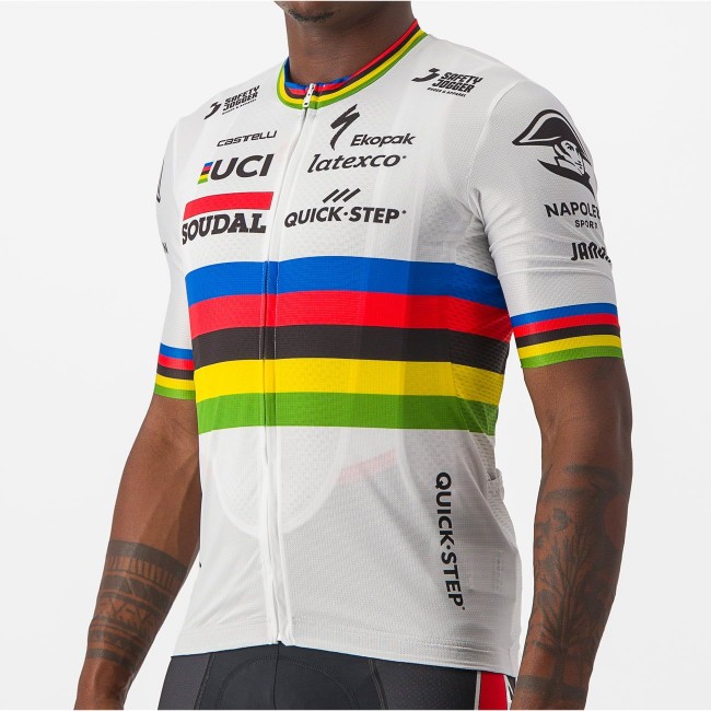 Soudal Quick-Step Straßenrad Weltmeister Regenbogentrikot 2023 Competizione Radtrikot kurzarm-Radsport-Profi-Team Radtrikot Kaufen Soudal Quick-Step Straßenrad Weltmeister Regenbogentrikot 2023 Competizione Radtrikot kurzarm-Radsport-Profi-Team Radtrikot Kaufen