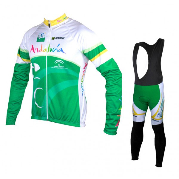 2015 Andalucia Fahrradbekleidung Radtrikot Satz Langarm und Lange Trägerhose Radtrikot Kaufen