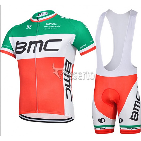 2015 BMC Fahrradbekleidung Satz Fahrradtrikot Kurzarm Trikot und Kurz Trägerhose Rot und Grün Radtrikot Kaufen