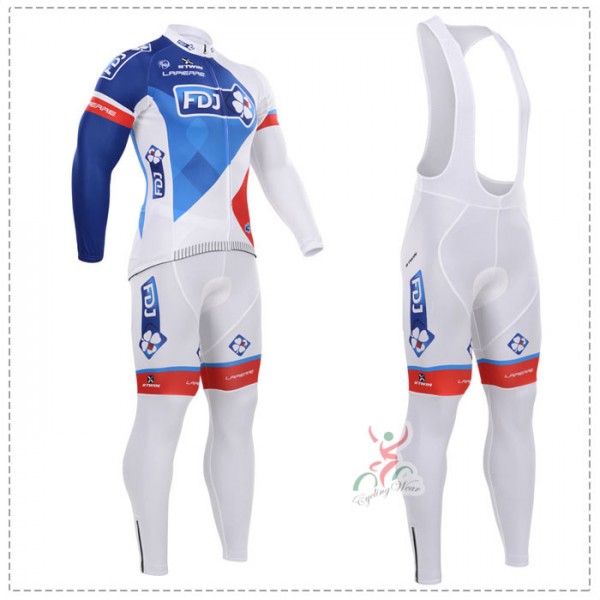 2015 FDJ Fahrradbekleidung Radtrikot Satz Langarm und Lange Trägerhose Radtrikot Kaufen