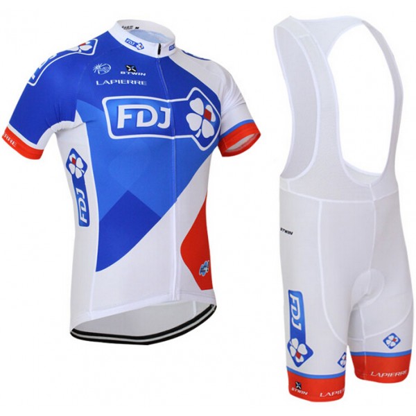 2015 FDJ Fahrradbekleidung Satz Fahrradtrikot Kurzarm Trikot und Kurz Trägerhose Radtrikot Kaufen