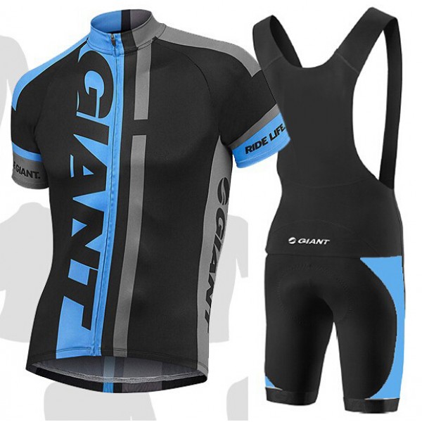 2015 Giant blau schwarz Fahrradbekleidung Satz Fahrradtrikot Kurzarm Trikot und Kurz Trägerhose Radtrikot Kaufen