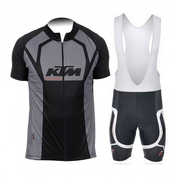 2015 KTM Fahrradbekleidung Satz Fahrradtrikot Kurzarm Trikot und Kurz Trägerhose gris Radtrikot Kaufen