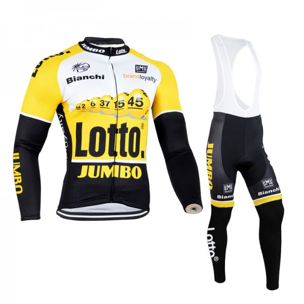 2015 Lotto Fahrradbekleidung Radtrikot Satz Langarm und Lange Trägerhose Radtrikot Kaufen