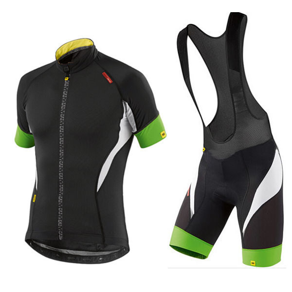 2015 MAVIC Fahrradbekleidung Satz Fahrradtrikot Kurzarm Trikot und Kurz Trägerhose schwarz Grün Radtrikot Kaufen