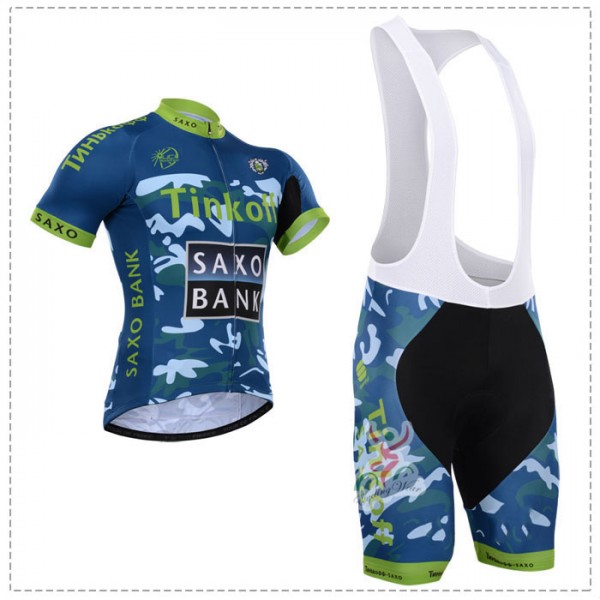 2015 Tinkoff Saxo Bank Camouflage Blau Fahrradbekleidung Satz Fahrradtrikot Kurzarm Trikot und Kurz Trägerhose Radtrikot Kaufen