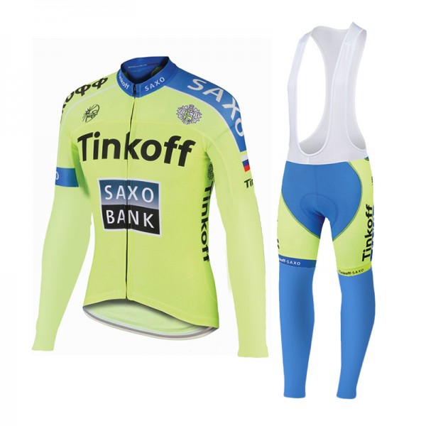 2015 Saxo bank Tionkff Fahrradbekleidung Radtrikot Satz Langarm und Lange Trägerhose Radtrikot Kaufen
