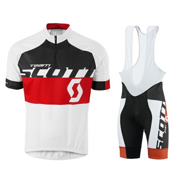2015 Proteam Scott Schwarz-Rot Fahrradbekleidung Satz Fahrradtrikot Kurzarm Trikot und Kurz Trägerhose Radtrikot Kaufen