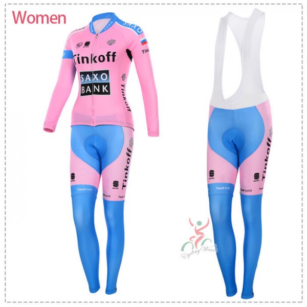 2015 Damen Saxo Bank Tinkoff Fahrradbekleidung Radtrikot Satz Langarm und Lange Fahrradhose Radtrikot Kaufen