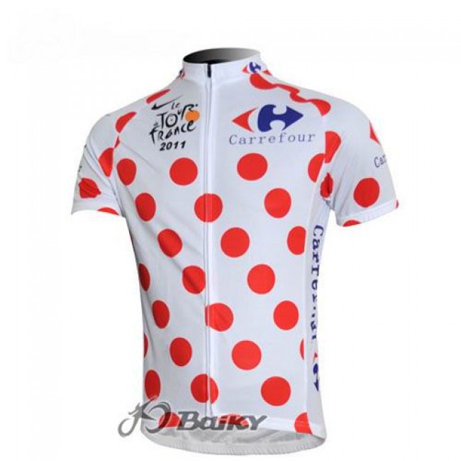 2011 Tour de France Gepunktetes Radtrikot Kurzarm Weiß Rot Radtrikot Kaufen 2011 Tour de France Gepunktetes Radtrikot Kurzarm Weiß Rot Radtrikot Kaufen
