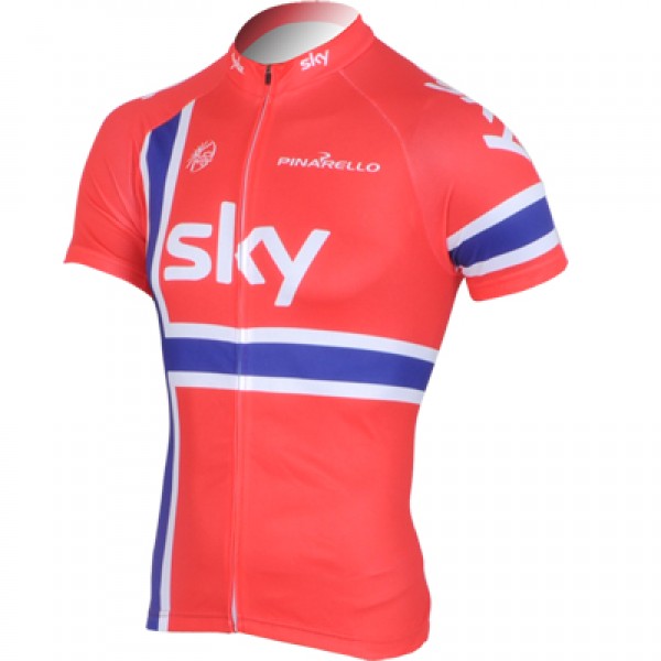 2013Team Sky Norwegisch Champion Radtrikot Kurzarm Rot Radtrikot Kaufen