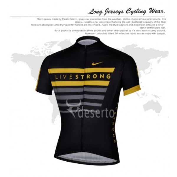 2013 Livestrong Radtrikot Kurzarm Schwarz Gelb Radtrikot Kaufen