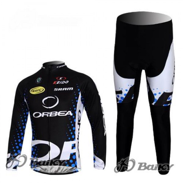 Orbea Pro Team Radbekleidung Satz Fahrradtrikot Langarm und Lang Radhose Schwarz Blau Radtrikot Kaufen