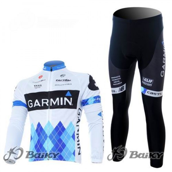 Garmin Barracuda Pro Team Radbekleidung Satz Fahrradtrikot Langarm und Lang Radhose Weiß Radtrikot Kaufen