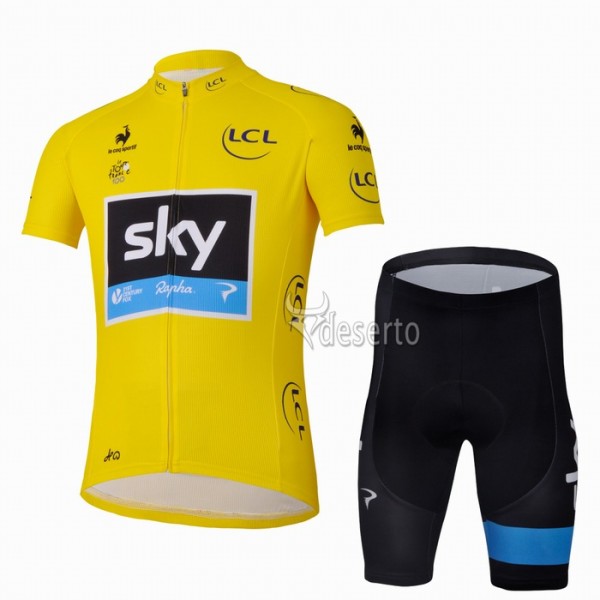 2013 Team Sky Gelbes Trikot Radbekleidung Radtrikot Kurzarm und Fahrradhosen Kurz Radtrikot Kaufen