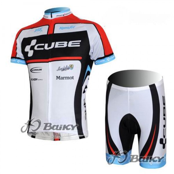 Cube Fintro Pro Team Radtrikot Kurzarm Kurz Radhose Kits Weiß Rot Radtrikot Kaufen