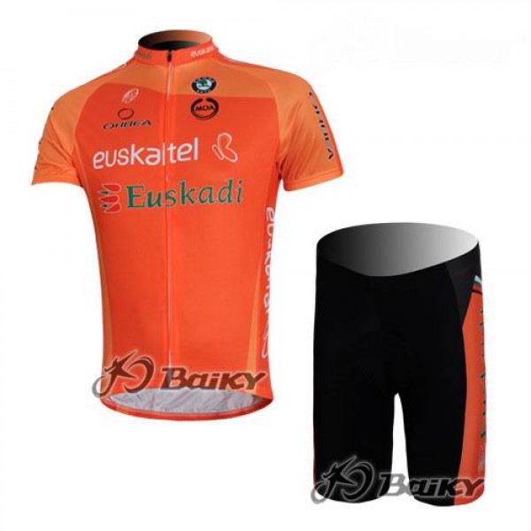 Euskaltel-Euskadi Pro Team Radtrikot Kurzarm Kurz Radhose Kits Orange Radtrikot Kaufen