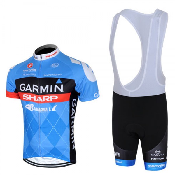 2013 Garmin Sharp Barracuda Cervelo Fahrradbekleidung Satz Fahrradtrikot Kurzarm Trikot und Kurz Trägerhose Blau Radtrikot Kaufen