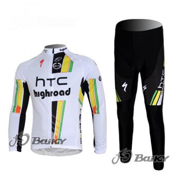 HTC-Highroad Pro Team Fahrradbekleidung Radtrikot Satz Langarm und Lange Fahrradhose Weiß Grün Radtrikot Kaufen