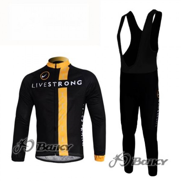 Livestrong Fahrradbekleidung Radtrikot Satz Langarm und Lange Trägerhose Schwarz Gelb Radtrikot Kaufen