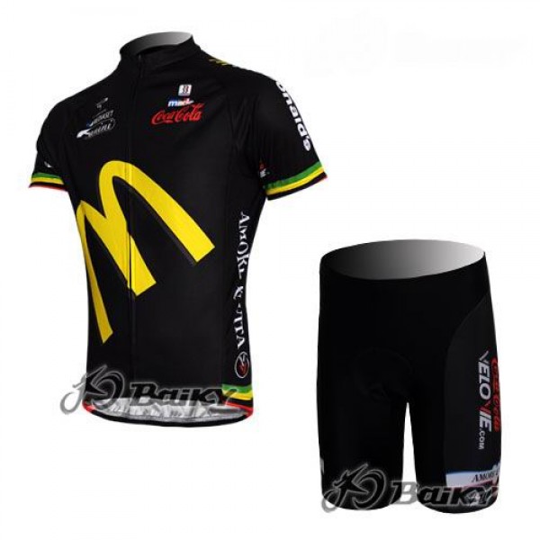 McDonald Legea Pro Team Radbekleidung Radtrikot Kurzarm und Fahrradhosen Kurz Schwarz Radtrikot Kaufen